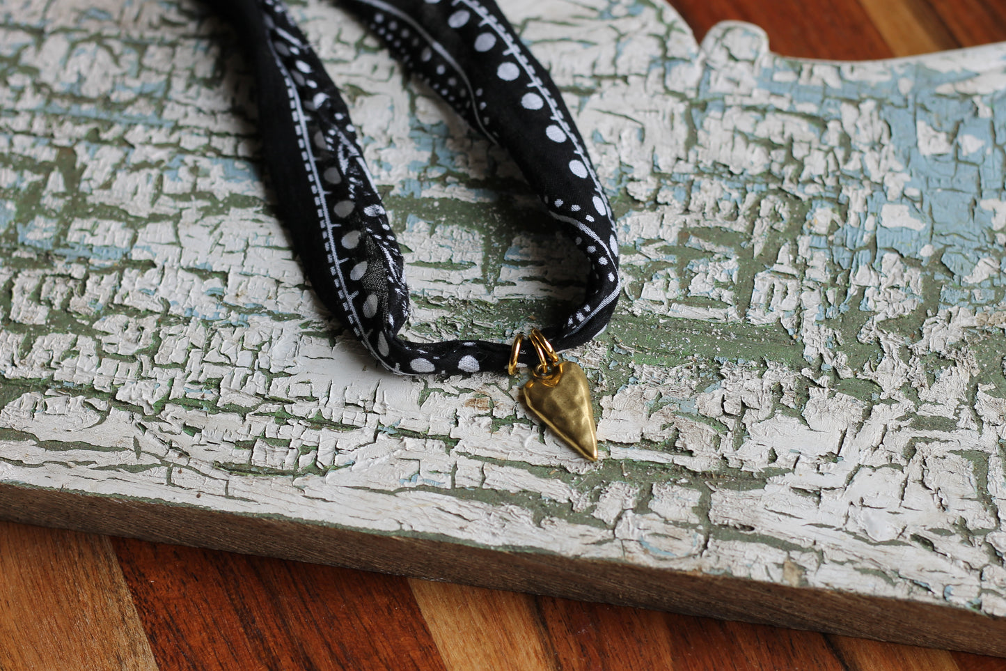 Black Bandana Heart Necklace