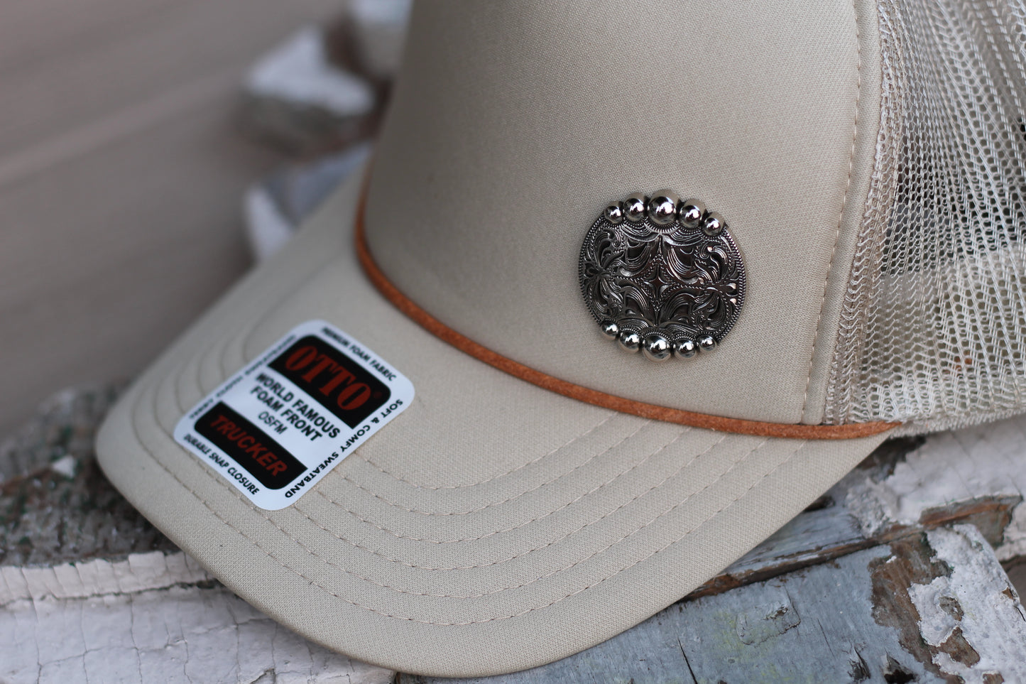 Tan High Rise Trucker Hat