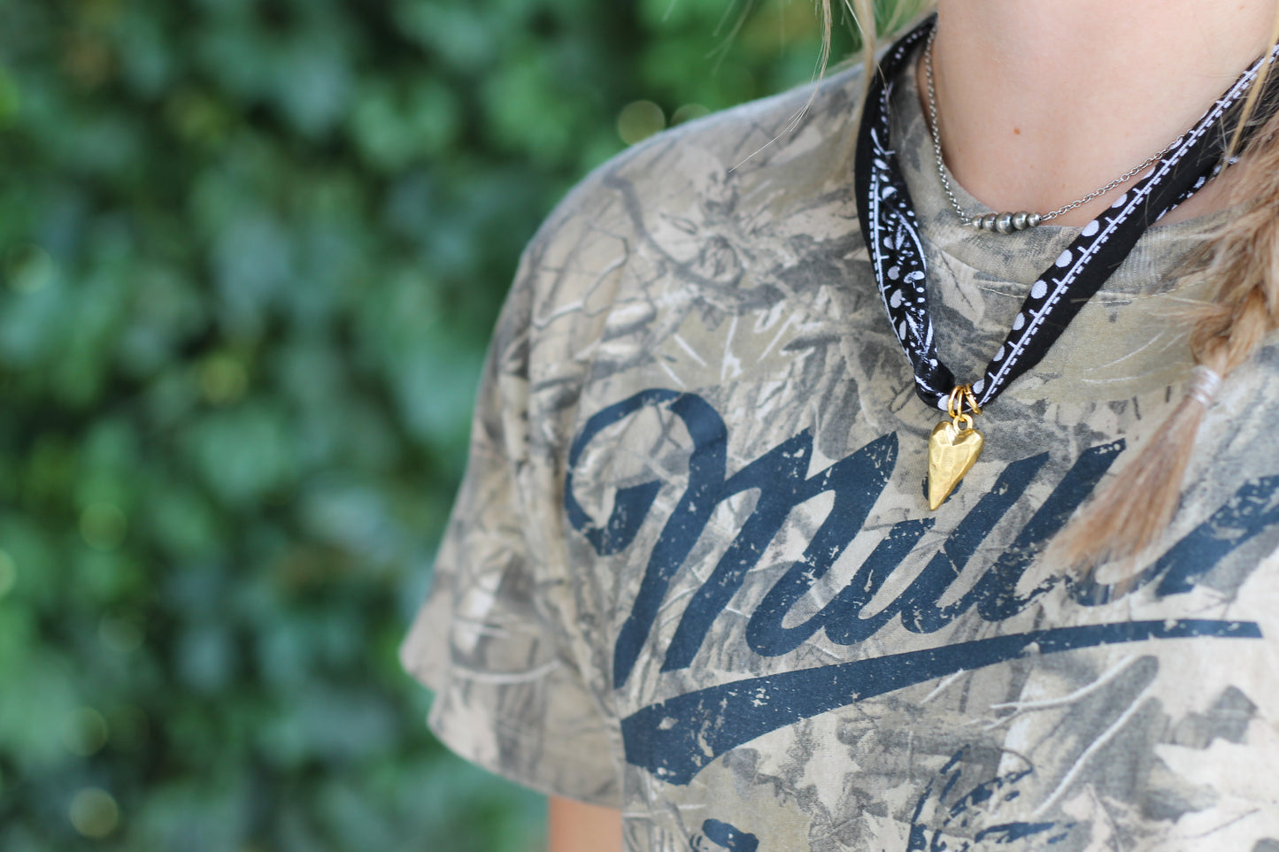 Black Bandana Heart Necklace