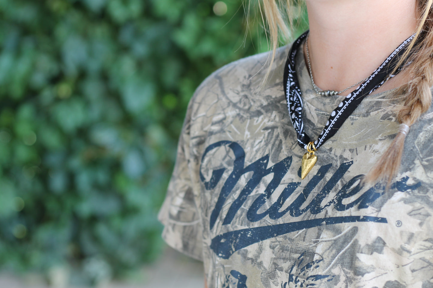 Black Bandana Heart Necklace