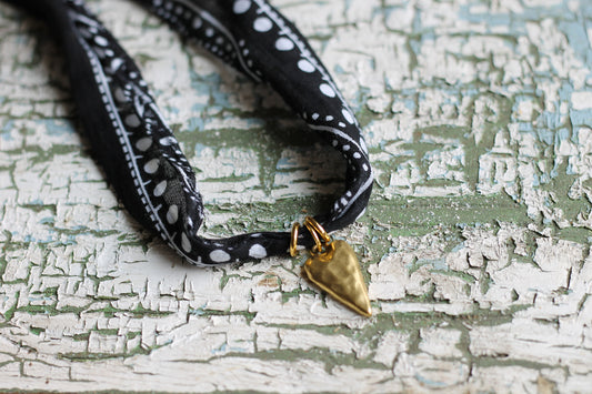 Black Bandana Heart Necklace