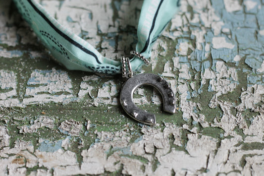 Pale-Turquoise Horseshoe Necklace